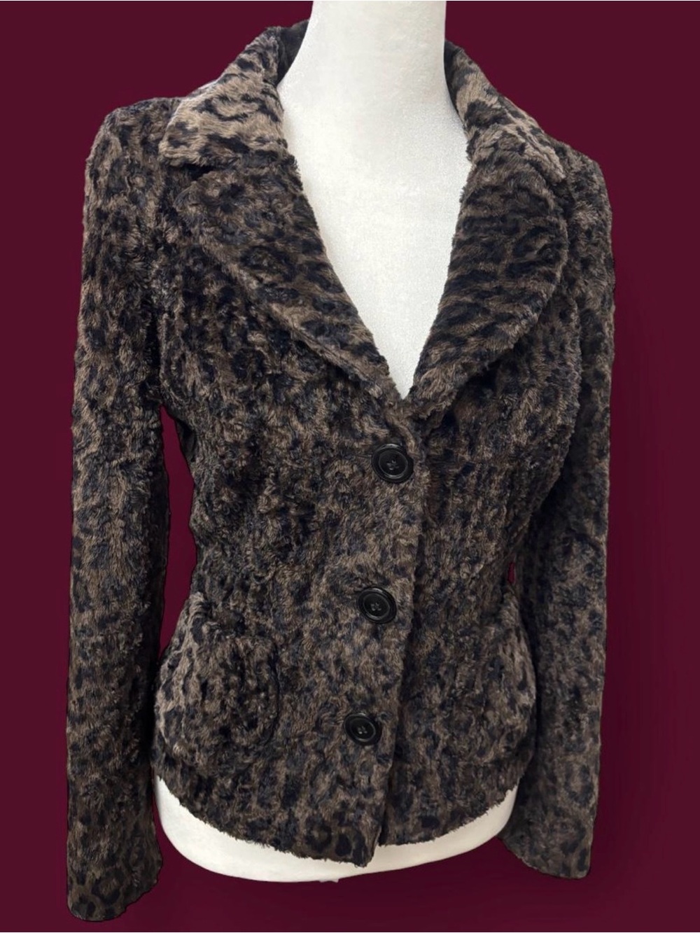 🐆Y2K Charles Gray London Leopard Faux Fur Jacket XS